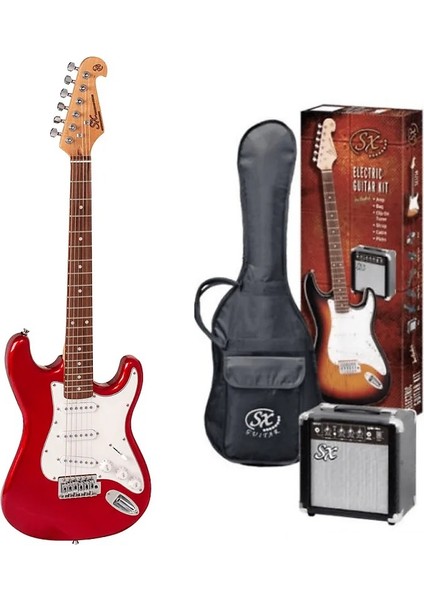 Sx Se1 Sk 3/4 Car Elektro Gitar Seti (Candy Apple Red)