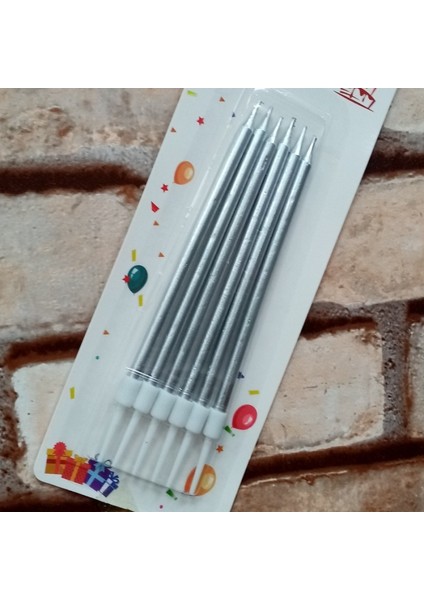 Vıp Kalite Parlak Metalik Gümüş Pasta Mumu 6 Adet Gümüş Doğum Günü Mumu Decor Silver Bırthday Candle