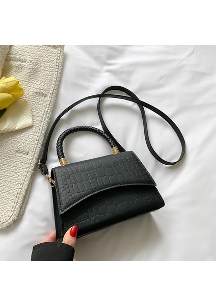 Katı Pu Deri Omuz Çantası Moda Tasarımcı Çanta Kadınlar Için Üst Sap Çantaları Gündelik Crossbody Çanta (Yurt Dışından)