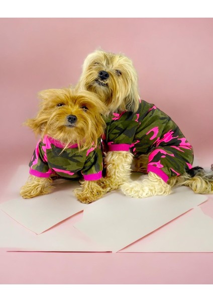 Pinky Camouflage Penye Tulum Köpek Tulumu Köpek Elbisesi