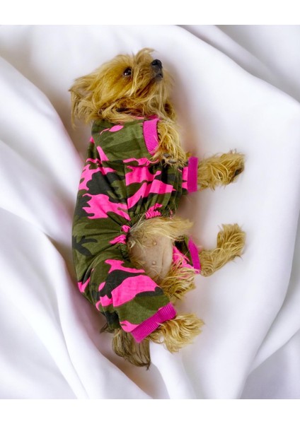 Pinky Camouflage Penye Tulum Köpek Tulumu Köpek Elbisesi modelleri