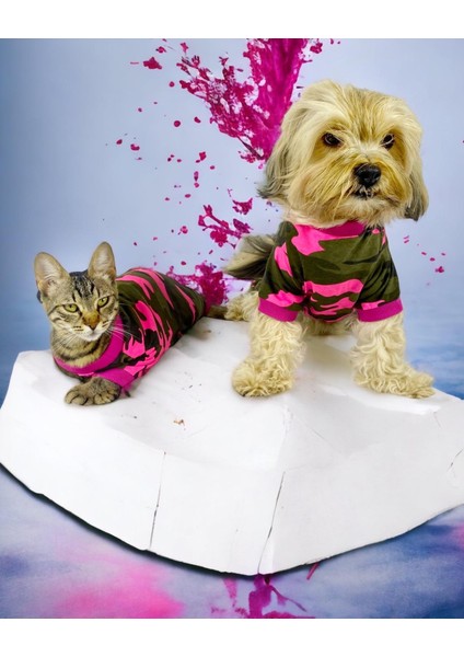 Pinky Camouflage Penye Tulum Kedi Tulumu Kedi Elbisesi fırsatları