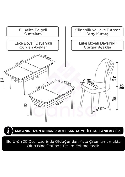 Concept Teo Serisi 80X132 Açılabilir Beyaz Mermer Desen Mutfak Masası Takımı ve 4 Sandalye