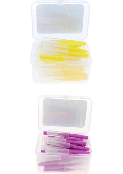 Lot 80X Yumuşak Interdental Fırçalar Kürdan Diş Fırçası Temizleyici Sarı+Mor (Yurt Dışından)