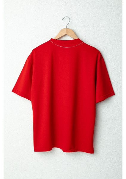 Erkek Never Give Up Oversize Baskılı Pamuklu Bisiklet Yaka Kısa Kollu T-Shirt fırsatları