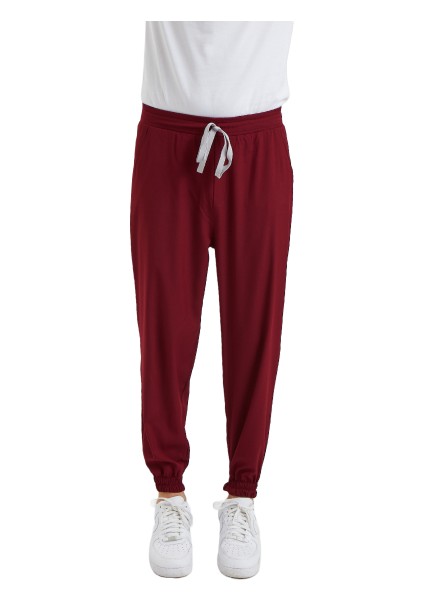 Jogger- Erkek Likralı Bordo Üniforma Pantolon