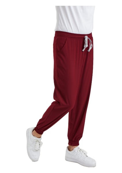 Jogger- Erkek Likralı Bordo Üniforma Pantolon