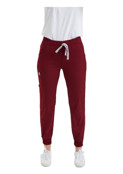 Jogger- Kadın Likralı Bordo Üniforma Pantolon