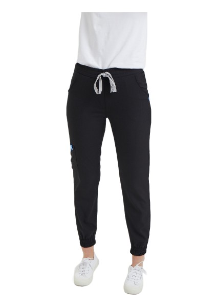 Jogger- Kadın Likralı Siyah Üniforma Pantolon