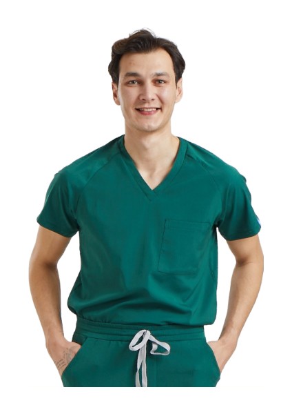 Jogger- Erkek Likralı Yeşil Üniforma Üst