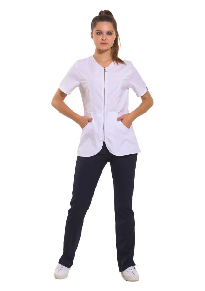 Irıs- Kadın Likralı Beyaz Medikal Üniforma Takım