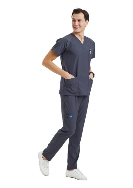 Basıc- Erkek Likralı Koyu Gri Üniforma Takımı fiyatları