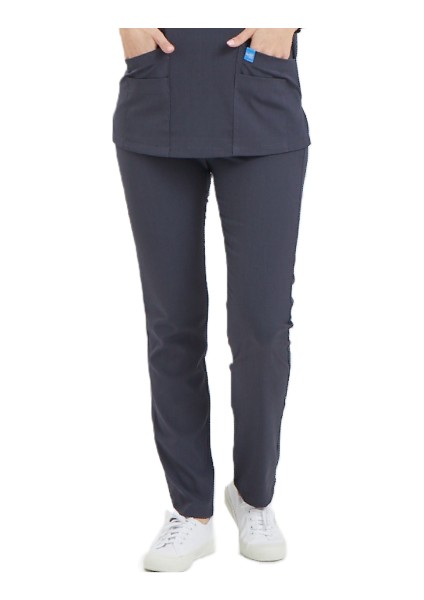 Basıc- Kadın Likralı Koyu Gri Üniforma Pantolon