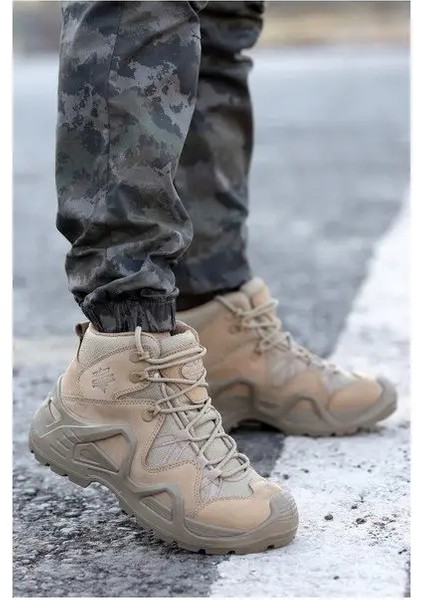 P1492NBJ Deri Su Geçirmez Tactical Bej Erkek Bot