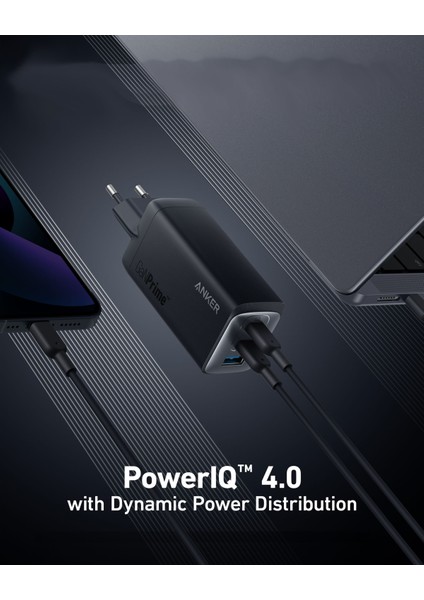 737 GaNPrime 120W USB-C Şarj Cihazı -iPhone / Android / Macbook Uyumlu GaN II - PPS Destekli Type-C Hızlı Şarj Adaptörü- A2148 (Anker Türkiye Garantili)