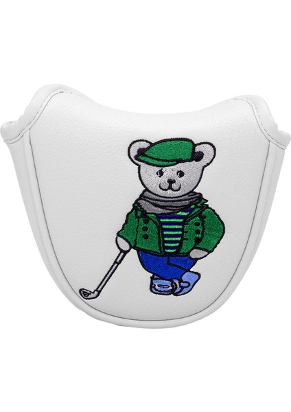 Golf Mallet Putter Head Cover Golf Protector Pu Moda Golf Kulübü Headcover Beyaz (Yurt Dışından)