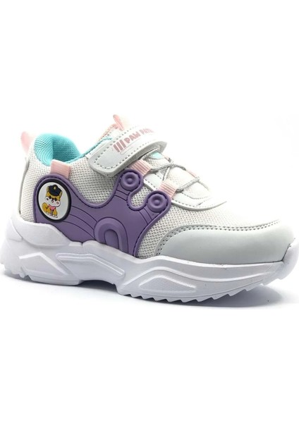Merry Beyaz-Mor Ortapedik Sneaker Kız Çocuk Spor Ayakkabı