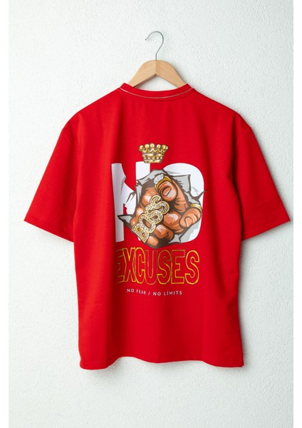 Erkek No Fear Oversize Baskılı Pamuklu Bisiklet Yaka Kısa Kollu T-Shirt