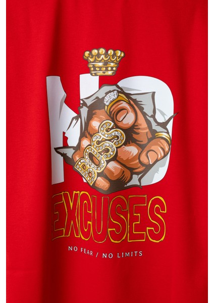 Erkek No Fear Oversize Baskılı Pamuklu Bisiklet Yaka Kısa Kollu T-Shirt fiyatları