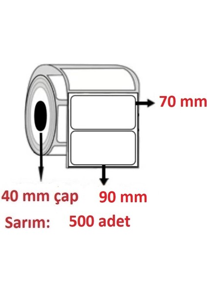 90X70 Eco Termal Etiket ( 500 Lü )