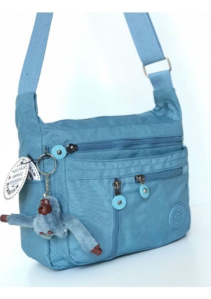 Omuz Çantası Kadın Orta Boy Kipling Tarz Su Geçirmez Klinkır Askılı Postacı Çapraz Çanta