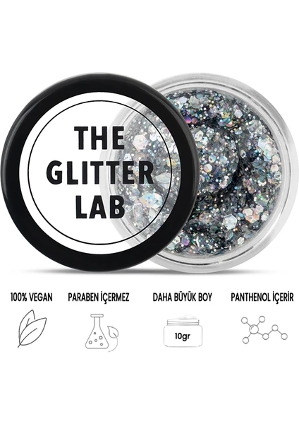 The Glitter Lab - Jel Formlu Parlak Glitter - Cool Silver ~10 gr