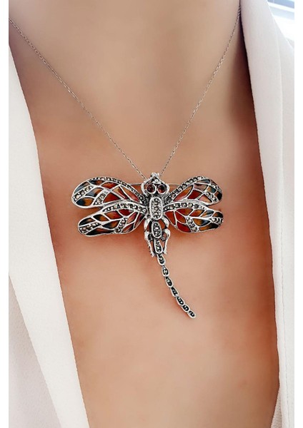 Yusufçuk Figürlü Özel Mineli Vitray İşçiliği 925ayar Gümüş Tasarım Yaka İğnesi Broş ve Kolye indirimleri