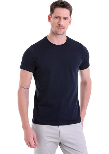 Düz Regular Fit 100% Pamuk Bisiklet Yaka Tişört