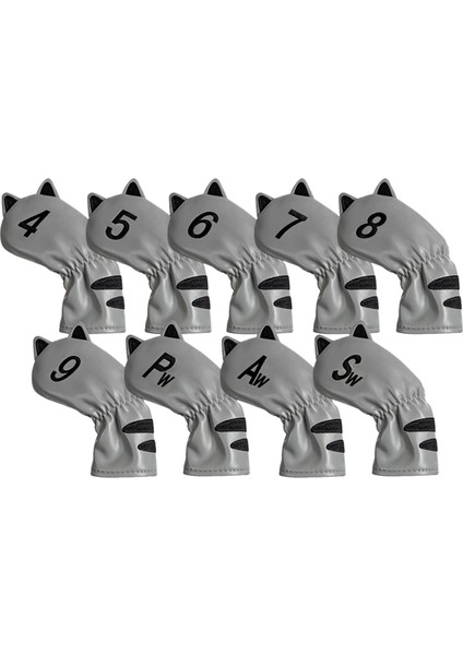 Su Geçirmez Golf Başı Kapaklar Golf Ipucu Koruyucu Ekipman Takozlar Atıcı Headcover 9pcs Demir Ipucu Gri (Yurt Dışından)