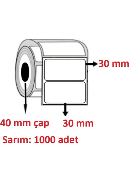 30X30 Kuşe Etiket ( 2000 Li ) 10 rulo 20.000 adet
