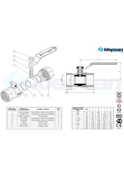 Tam Geçişli Küresel Vana ( 1 1/4'' )