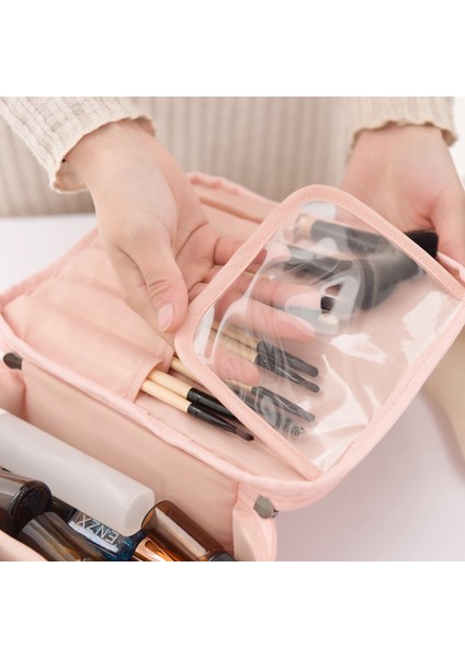 Büyük Kapasiteli Taşınabilir Seyahat Kozmetik Çantası - Pembe (Yurt Dışından) modelleri