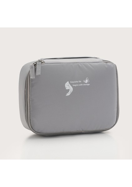 Büyük Kapasiteli Taşınabilir Seyahat Kozmetik Çantası - Gri (Yurt Dışından)