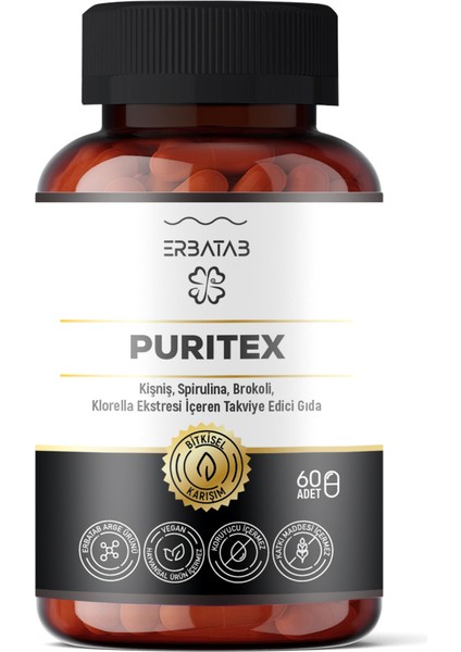 Puritex (Kişniş - Spirulina - Brokoli - Klorella) 60 Kapsül