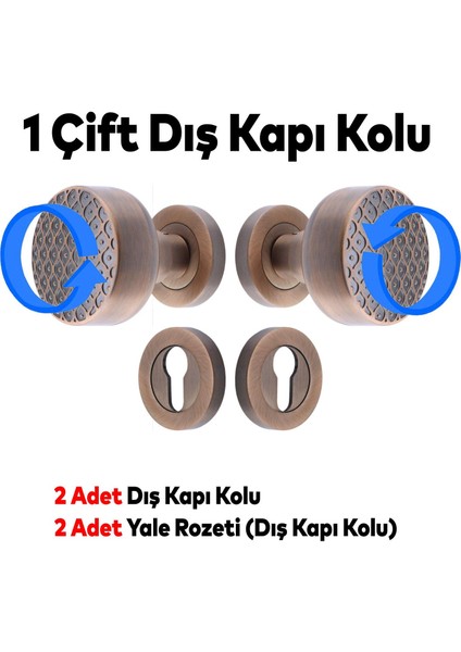 Linda Dış Kapı Tokmağı Topuzu Kolu Metal Tokmak Antik Sarı Kapı Kolu Yale Sağa Sola Uygun 1 Takım modelleri