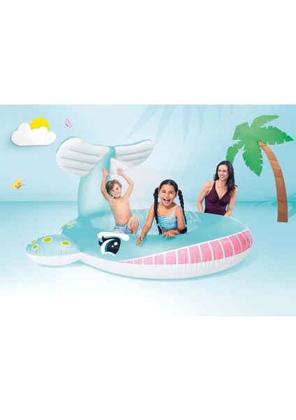 254 cm Balina Şekilli Fıskiyeli Gölgelikli Şişme Bebek Çocuk Havuzu fiyatları