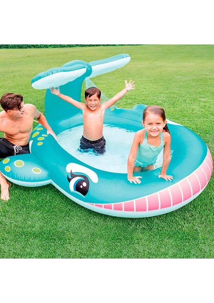 254 cm Balina Şekilli Fıskiyeli Gölgelikli Şişme Bebek Çocuk Havuzu modelleri
