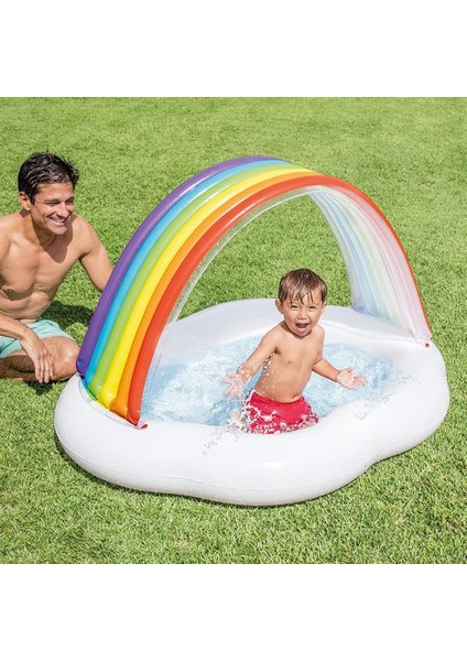 Gökkuşağı Bulut Gölgelikli Şişme Bebek Havuzu 142 cm fiyatları
