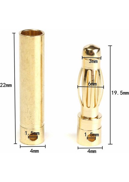 4 Çift 4mm Altın Kaplama Banana Dişi Erkek Soket 40A Pil Batarya Lion Bullet Plug Kablo Konnektör modelleri