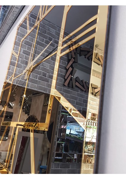 Golden Quare Black Model Altın Siyah Renk 60 Cm x 60 Cm Dekoratif Aynalı Duvar Saati