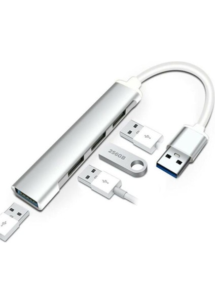 Universal Metal 4 Port USB 3.0 Mini USB Hub Hub Ultra Ince Alüminyum USB 3.0 4 Portas 5 Gbps fiyatları