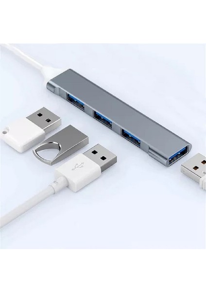 Universal Metal 4 Port USB 3.0 Mini USB Hub Hub Ultra Ince Alüminyum USB 3.0 4 Portas 5 Gbps fırsatları