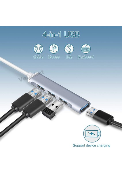 Universal Metal 4 Port USB 3.0 Mini USB Hub Hub Ultra Ince Alüminyum USB 3.0 4 Portas 5 Gbps indirimleri