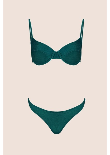 3424 Petrol Simli Kapsız Bikini Takımı fırsatları