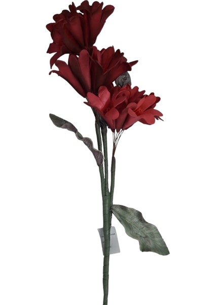Lmdr Kartopu Çiçeği Kırmızı 106CM Kıvrılabilir Dekoratif Yapay Çiçek (1 Dal)