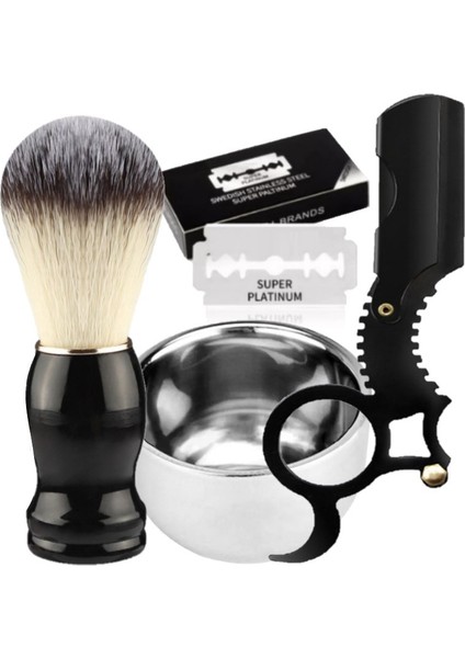 Shave U4 Full Metal Ustura + F8 Fırça + Kase + 5 Adet Platinum Yaprak Jilet