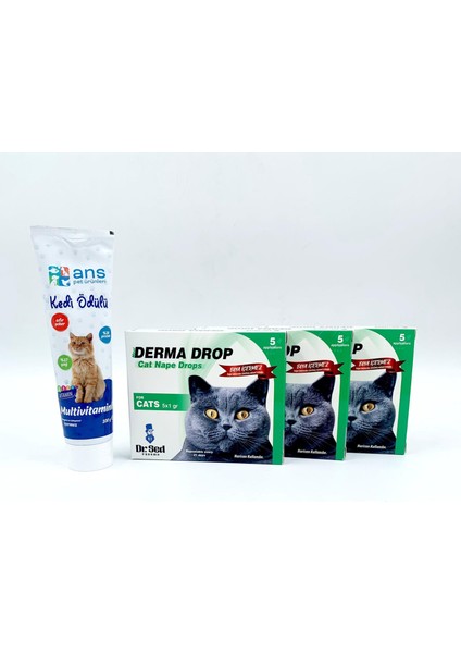 Kediler Için Kedi Parazit Ürünü 3 Adet + Multivitamin