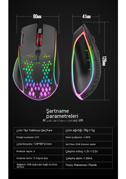 Rgb Şarj Edilebilir Oyuncu Mouse (Yurt Dışından)