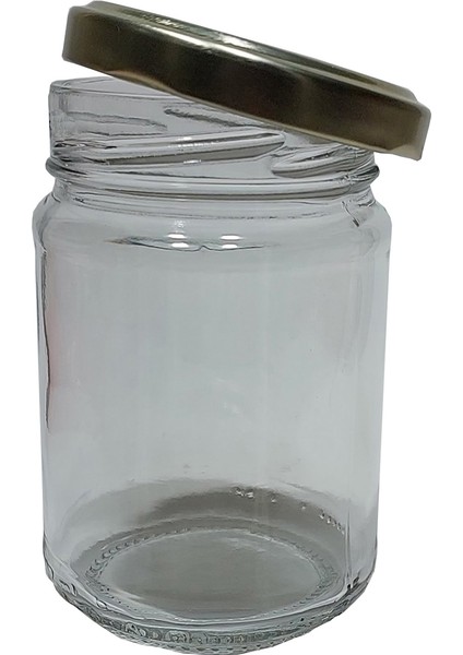 2 Adet Cam Kavanoz 210 Cc Kapaklı - Beyaz/Gold Kapak - Mama Bebek