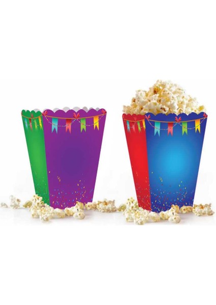 Renkli Konfetili Mısır Kutusu 8 Li